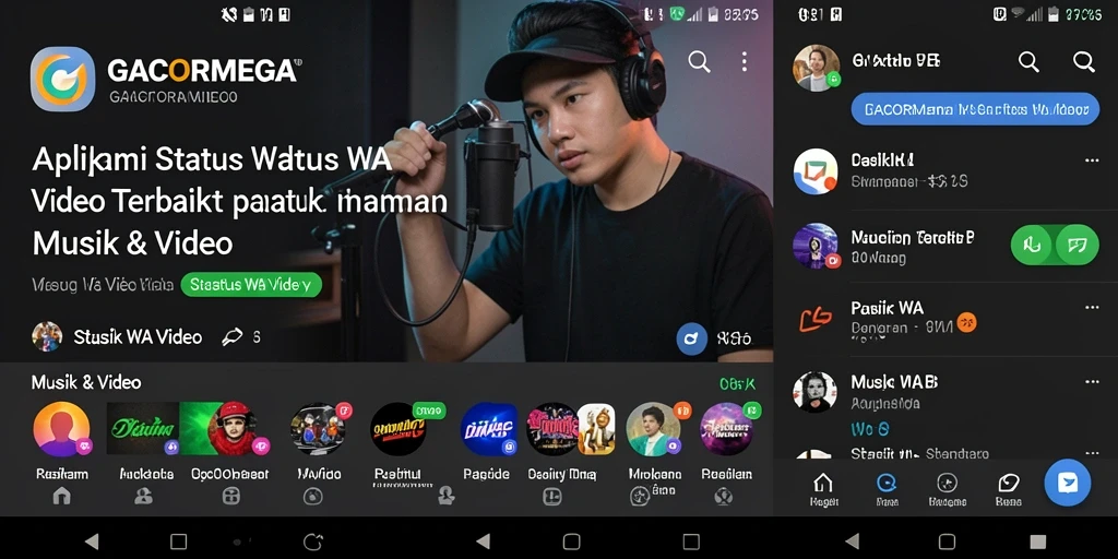 Antarmuka aplikasi GACORMEGA dengan koleksi video musik.
