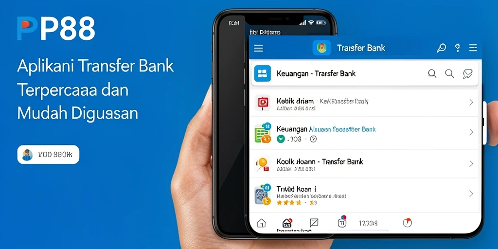Antarmuka aplikasi PP88 untuk Transfer Bank yang user-friendly.