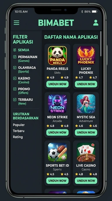 Tampilan katalog aplikasi bimabet