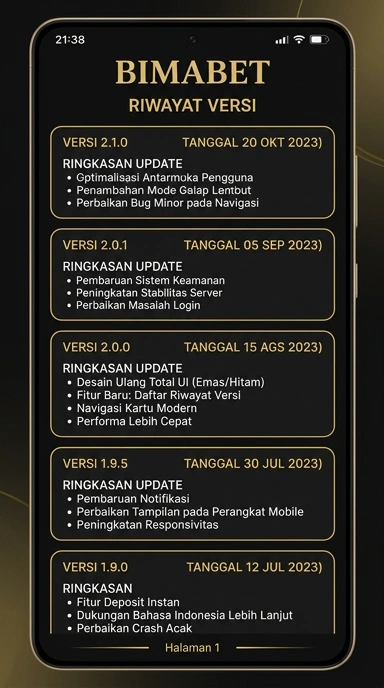 Tampilan riwayat versi bimabet